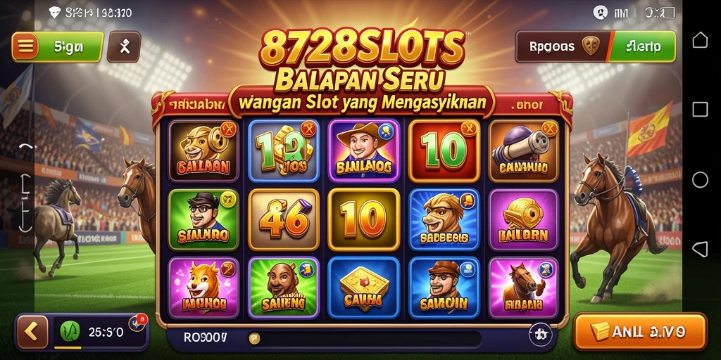 Gameplay Racing seru dalam 8728SLOTS dengan elemen slot yang menarik.