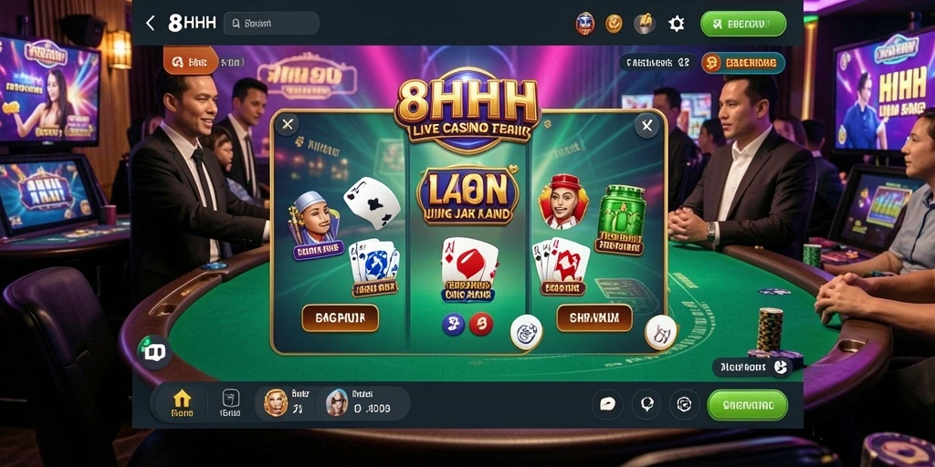 Tampilan gameplay Live Casino yang menarik dan interaktif di 8HHH.
