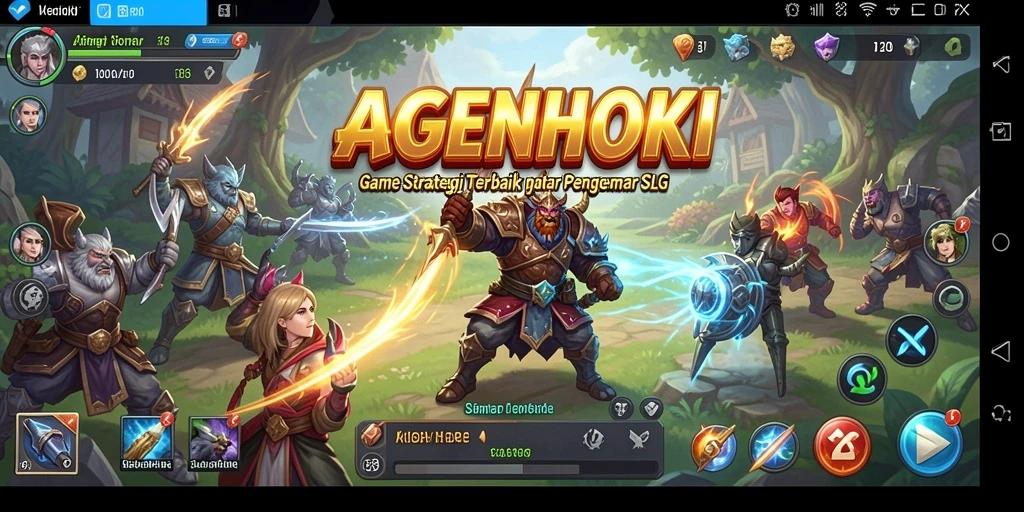 Screenshot AGENHOKI menampilkan momen mendebarkan dalam gameplay SLG.