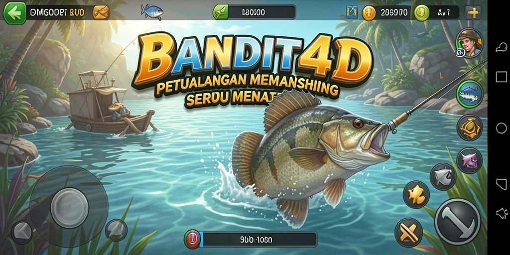 Gameplay intens dalam BANDIT4D saat menangkap ikan besar.