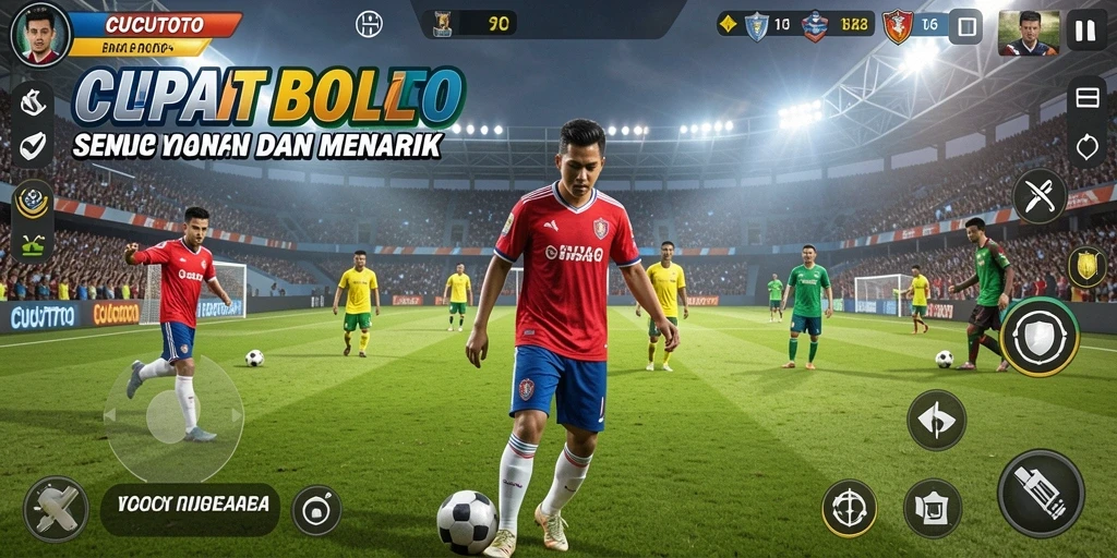 Tampilan screenshot gameplay CUCUTOTO yang menampilkan aksi seru di lapangan.
