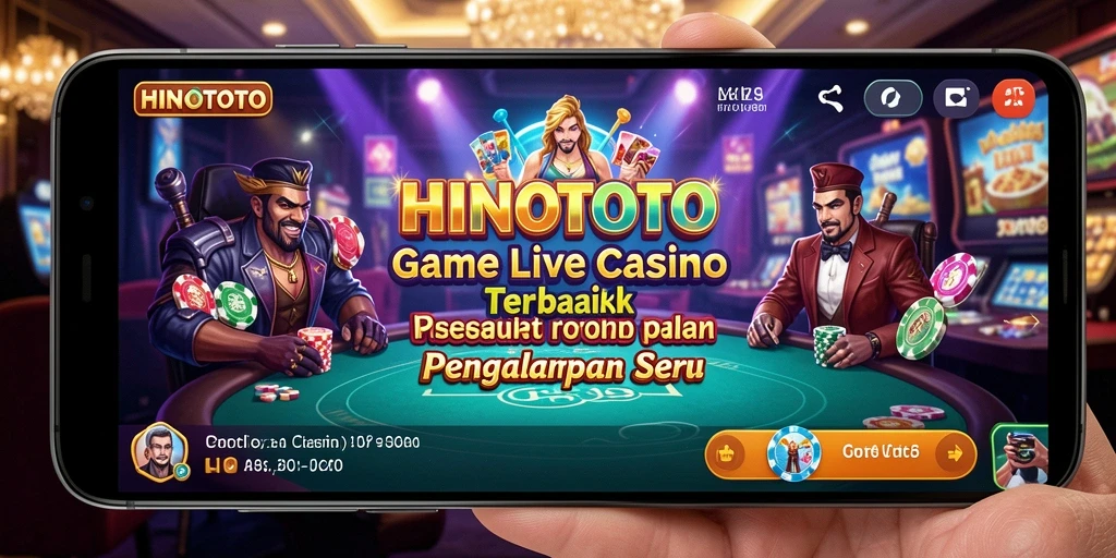 Screenshot HINOTOTO menampilkan dealer yang berinteraksi langsung dengan pemain dalam permainan Live Casino.