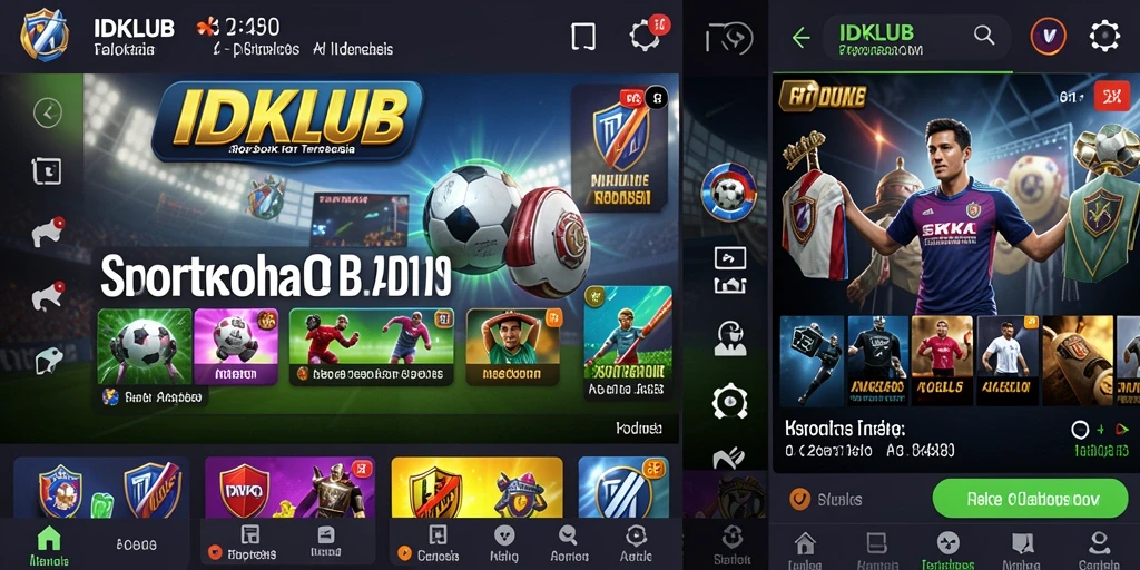Tampilan layar utama IDKLUB dengan berbagai pilihan taruhan olahraga.