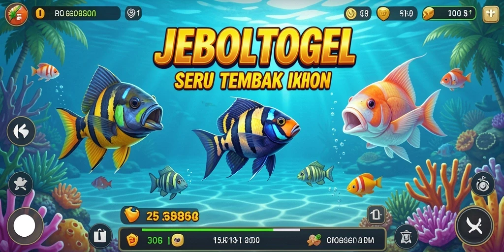 Tampilan permainan JEBOLTOGEL menampilkan aksi menembak ikan yang seru.