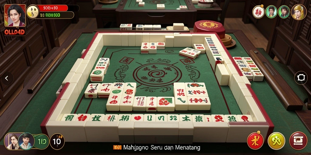 Tampilan gameplay menarik dari OLLO4D, menampilkan ubin Mahjong yang berwarna-warni.