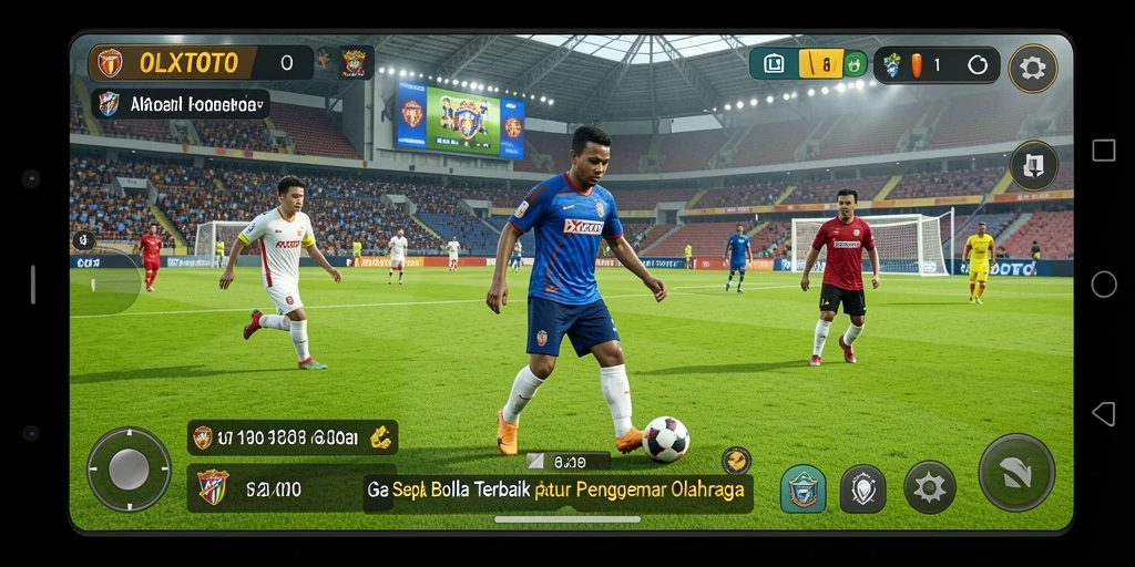 Tangkapan layar gameplay OLXTOTO menampilkan pertarungan seru di lapangan sepak bola.