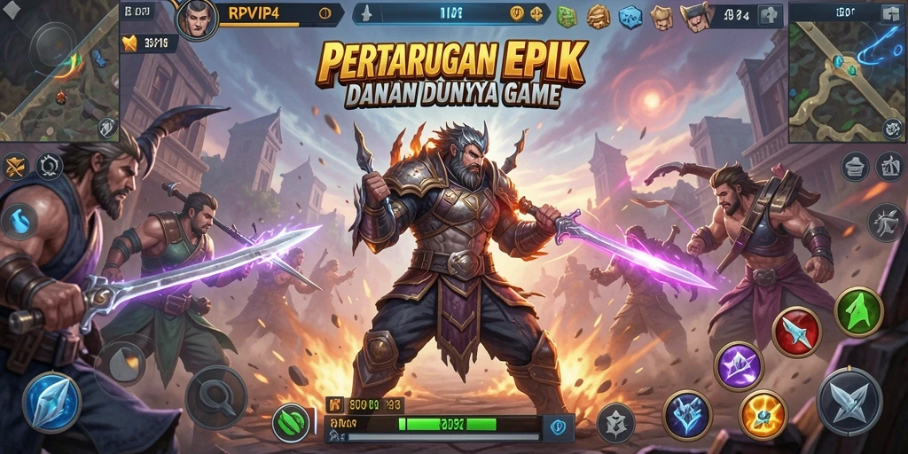 Tampilan gameplay RPVIP4 dengan aksi pertarungan yang intens.