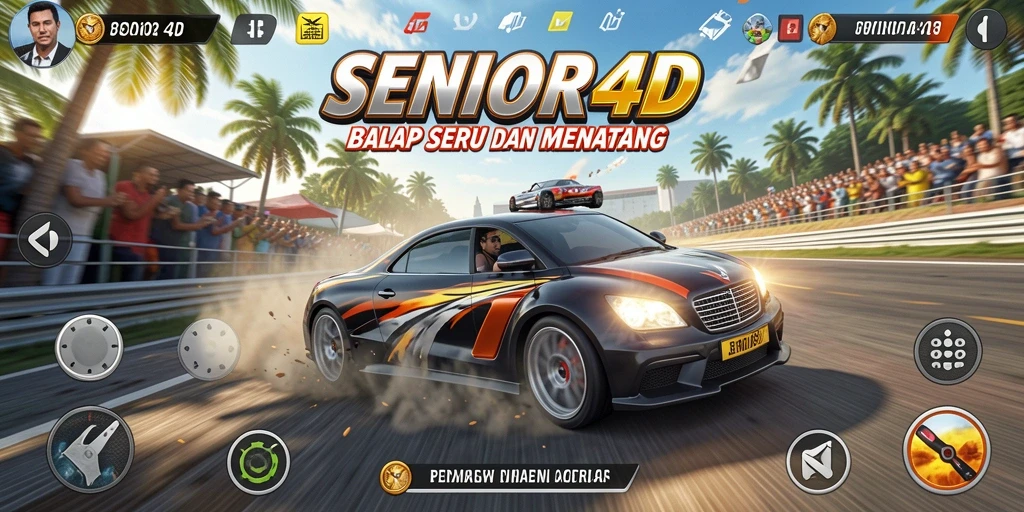 Gameplay balap yang seru dan mendebarkan dalam SENIOR4D.