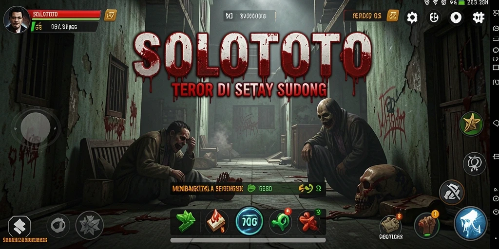 Screenshot menunjukkan pemain menjelajahi dunia gelap dan menegangkan di SOLOTOTO.