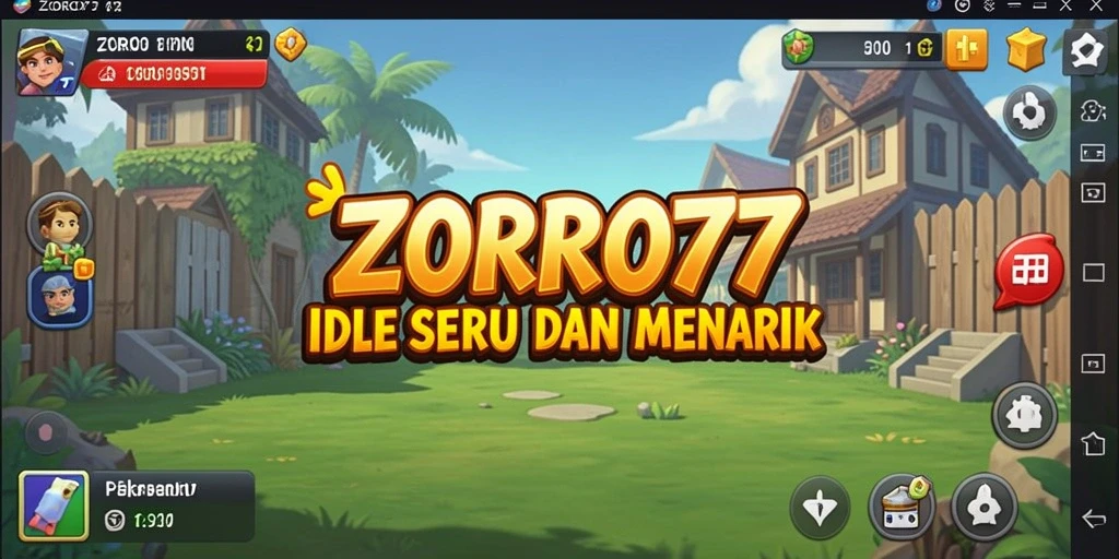 Screenshot gameplay ZORO77 menampilkan karakter dalam suasana Idle yang menarik.